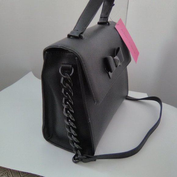 Betsey Johnson Color Black Faux Leather/Rope Chain Shoulder Bag Pocketbook NWT - Picture 6 of 9